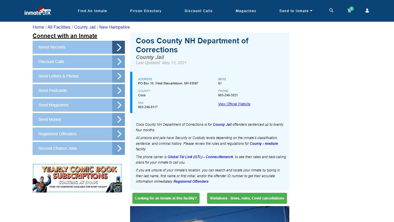 Coos County NH Department of Corrections - InmateAid