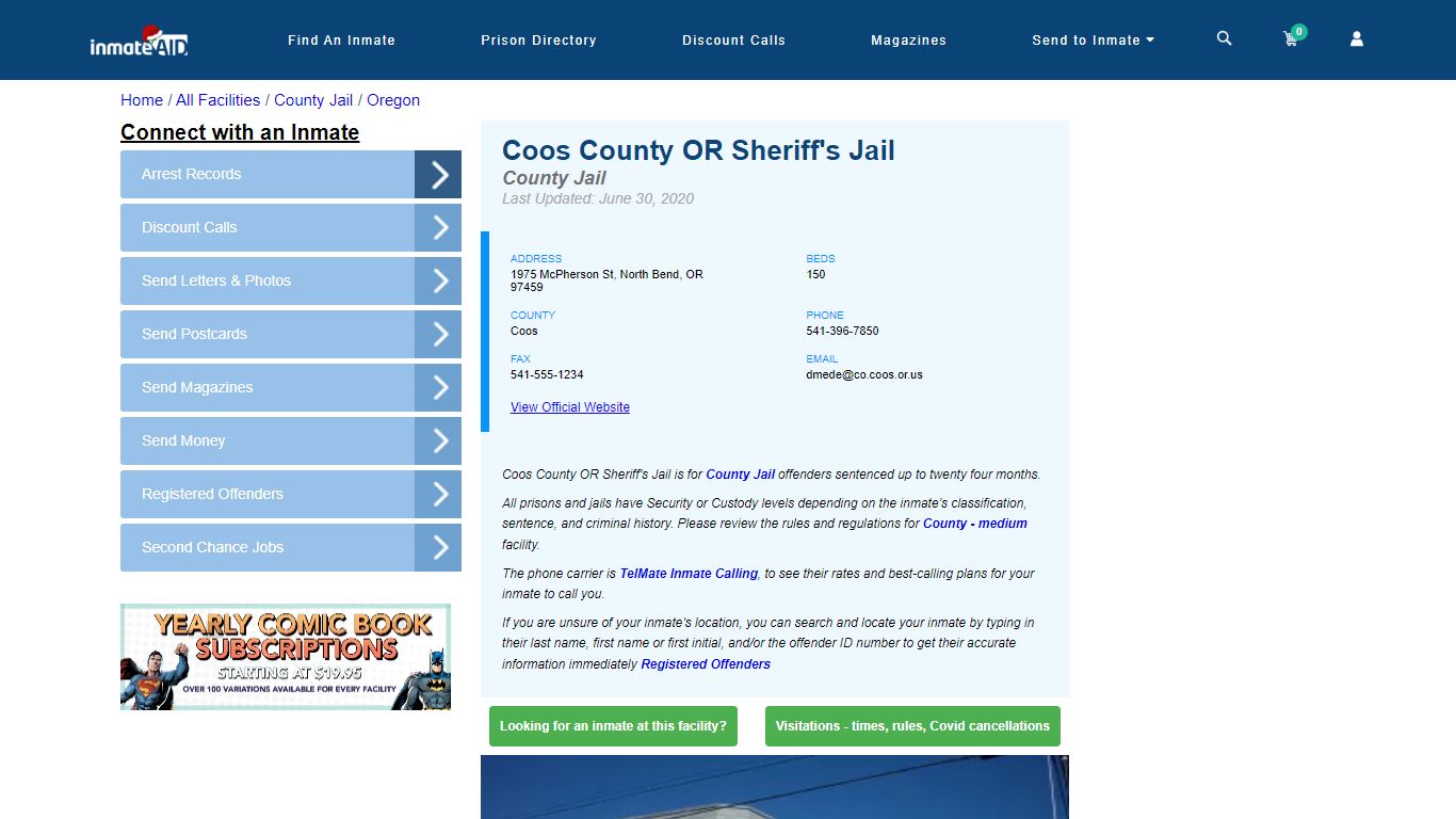 Coos County OR Sheriff's Jail - Inmate Locator - North Bend, OR